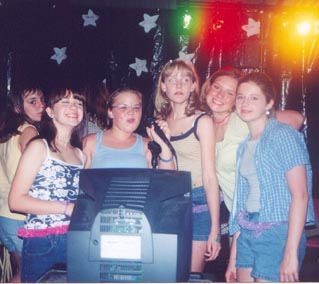 Kareoake at the luau:Brittany, Heather, Me, Sasha, & Ashley